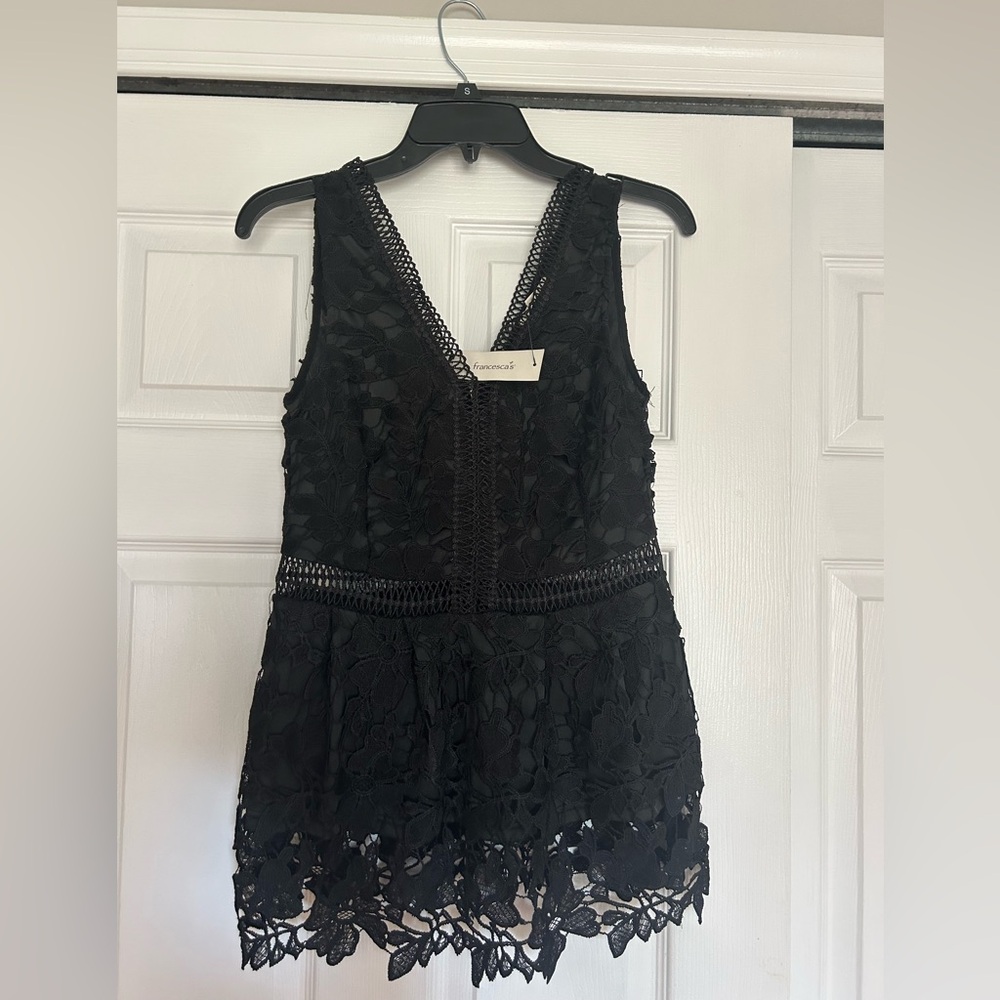 NWT Francesca's Collections Black Lace Sleeveless Top